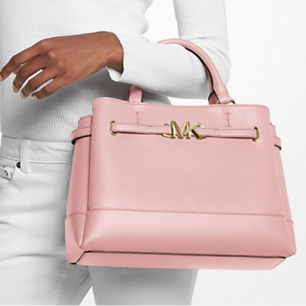 NWT | MICHAEL KORS Reed Small Belted Satchel Powder Blush Pink | Gold Hardware